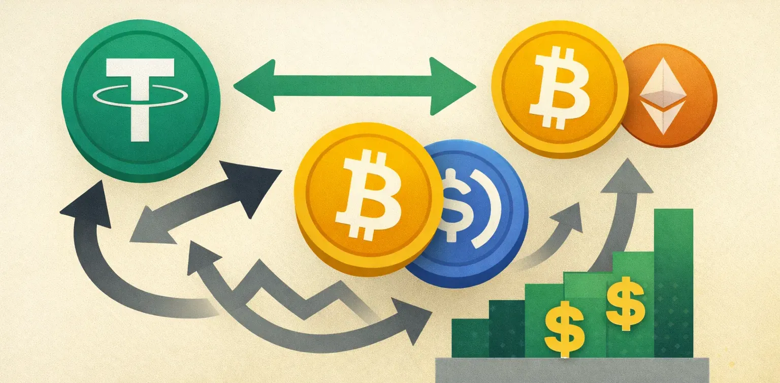 스테이블코인 흐름과 비트코인 도미넌스를 함께 체크하는 이미지