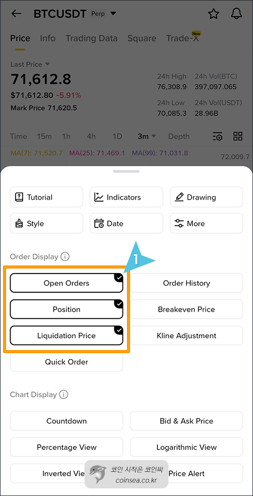 차트 표시 옵션